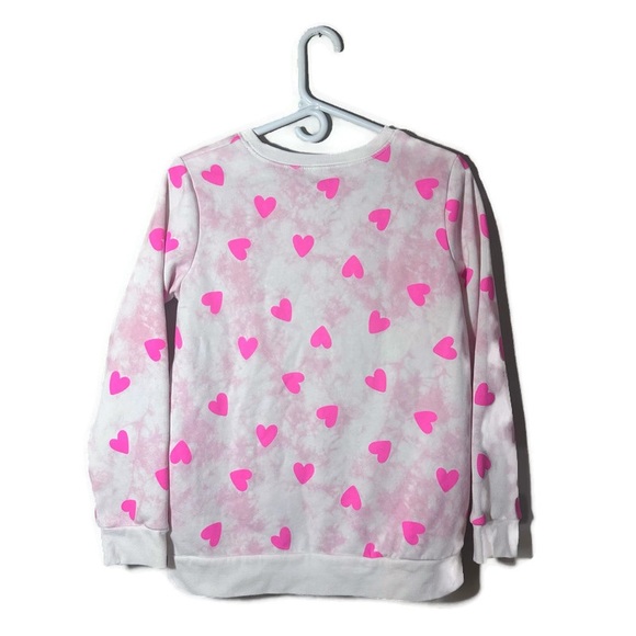 Cat & Jack Pink and White Heart Sweatshirt Girls Size XXL (18) - Picture 2 of 5